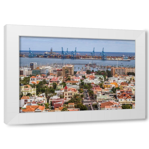 Spain-Canary Islands-Gran Canaria Island-Las Palmas de Gran Canaria-high angle view of city White Modern Wood Framed Art Print by Bibikow, Walter