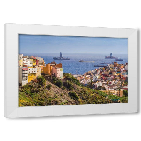 Spain-Canary Islands-Gran Canaria Island-Las Palmas de Gran Canaria White Modern Wood Framed Art Print by Bibikow, Walter