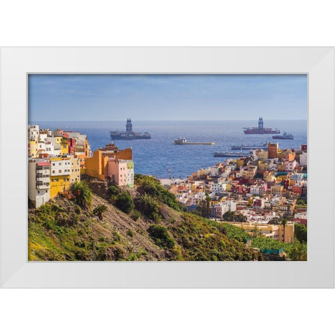 Spain-Canary Islands-Gran Canaria Island-Las Palmas de Gran Canaria White Modern Wood Framed Art Print by Bibikow, Walter
