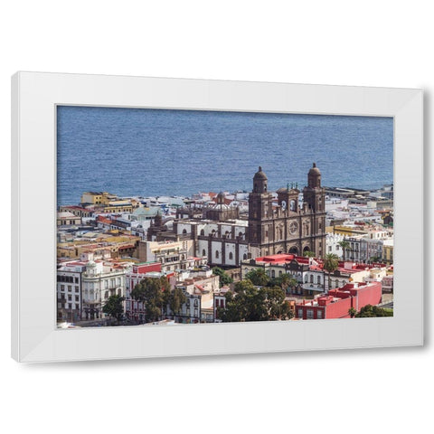 Spain-Canary Islands-Gran Canaria Island-Las Palmas de Gran Canaria-Catedral de Santa Ana White Modern Wood Framed Art Print by Bibikow, Walter