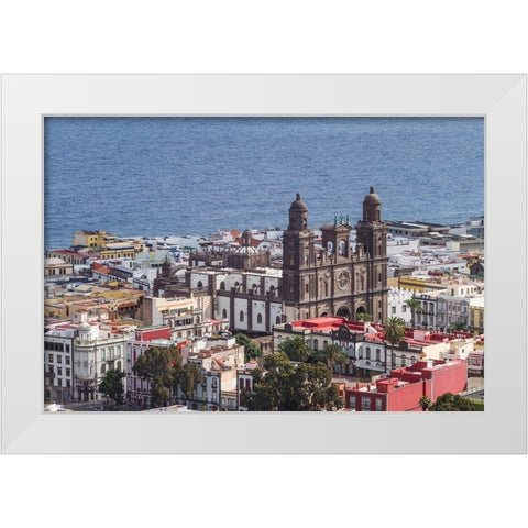 Spain-Canary Islands-Gran Canaria Island-Las Palmas de Gran Canaria-Catedral de Santa Ana White Modern Wood Framed Art Print by Bibikow, Walter