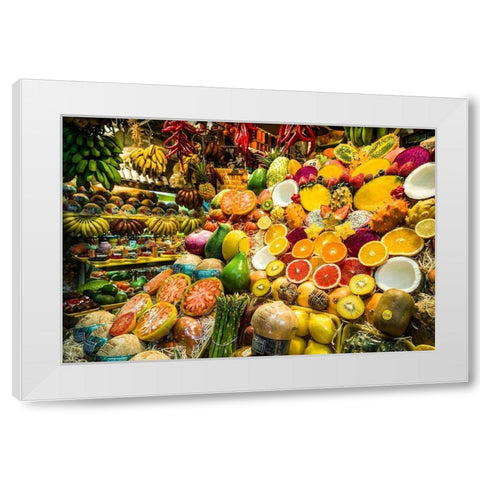 Spain-Canary Islands-Gran Canaria Island-Las Palmas de Gran Canaria-Covered Market White Modern Wood Framed Art Print by Bibikow, Walter