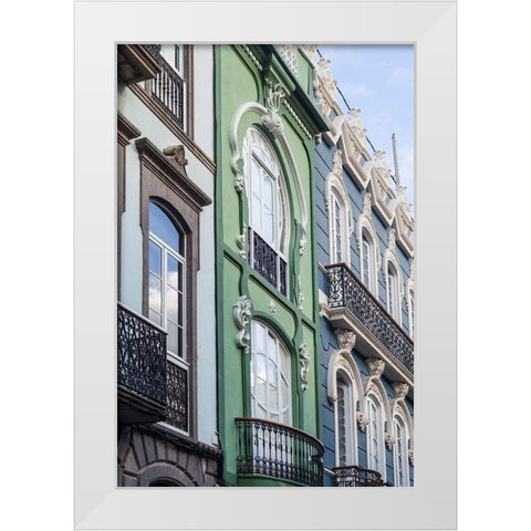 Spain-Canary Islands-Gran Canaria Island-Las Palmas de Gran Canaria-Triana neighborhood White Modern Wood Framed Art Print by Bibikow, Walter