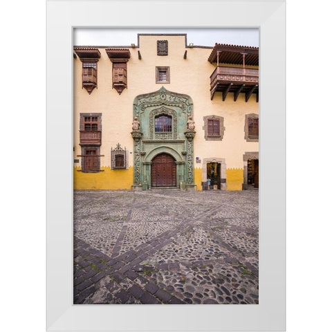 Spain-Canary Islands-Gran Canaria Island-Las Palmas de Gran Canaria-Casa Museo de Colon-exterior White Modern Wood Framed Art Print by Bibikow, Walter
