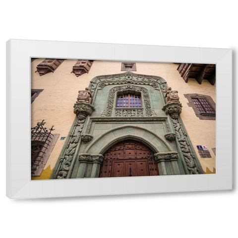 Spain-Canary Islands-Gran Canaria Island-Las Palmas de Gran Canaria-Casa Museo de Colon-exterior White Modern Wood Framed Art Print by Bibikow, Walter