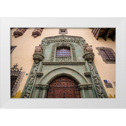 Spain-Canary Islands-Gran Canaria Island-Las Palmas de Gran Canaria-Casa Museo de Colon-exterior White Modern Wood Framed Art Print by Bibikow, Walter