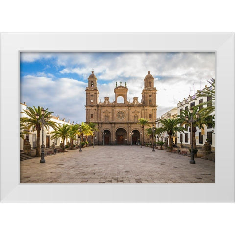 Spain-Canary Islands-Gran Canaria Island-Las Palmas de Gran Canaria-Catedral de Santa Ana-exterior White Modern Wood Framed Art Print by Bibikow, Walter