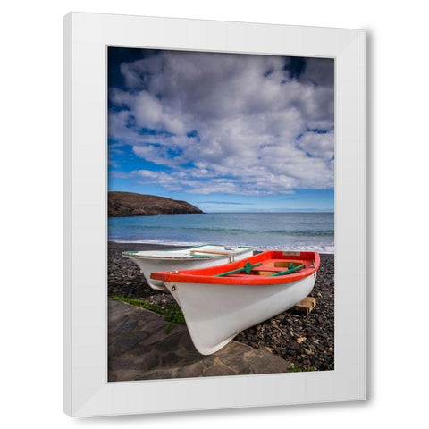 Spain-Canary Islands-Fuerteventura Island-Pozo Negro-fishing boats White Modern Wood Framed Art Print by Bibikow, Walter