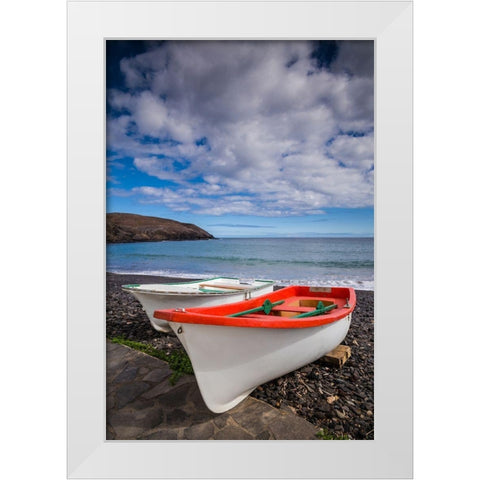 Spain-Canary Islands-Fuerteventura Island-Pozo Negro-fishing boats White Modern Wood Framed Art Print by Bibikow, Walter