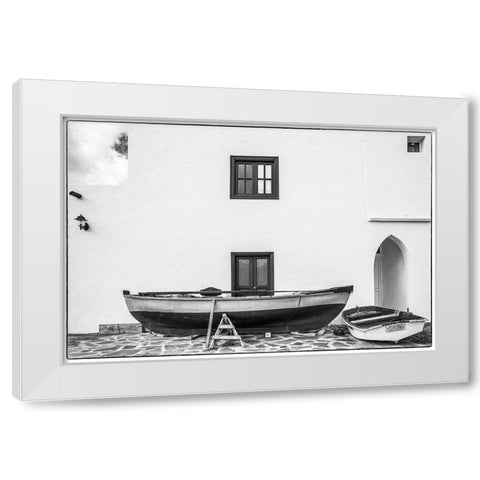 Spain-Canary Islands-Fuerteventura Island-Pozo Negro-fishing boats White Modern Wood Framed Art Print by Bibikow, Walter