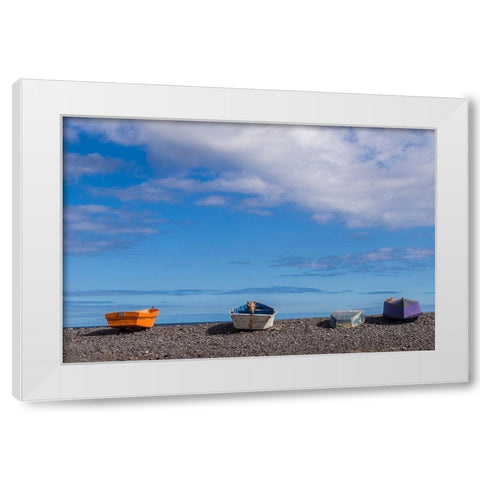 Spain-Canary Islands-Fuerteventura Island-Pozo Negro-fishing boats White Modern Wood Framed Art Print by Bibikow, Walter