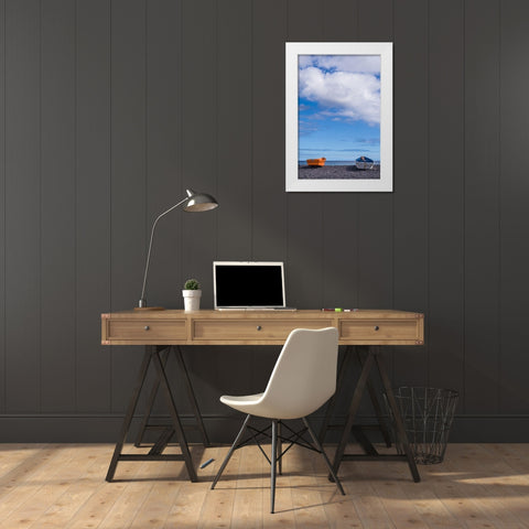 Spain-Canary Islands-Fuerteventura Island-Pozo Negro-fishing boats White Modern Wood Framed Art Print by Bibikow, Walter