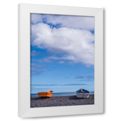 Spain-Canary Islands-Fuerteventura Island-Pozo Negro-fishing boats White Modern Wood Framed Art Print by Bibikow, Walter