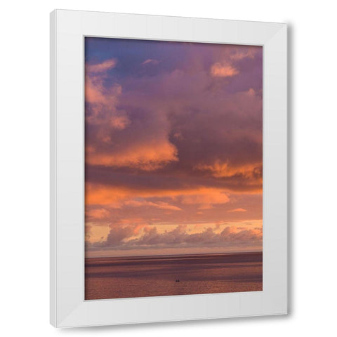 Canary Islands-Fuerteventura Island-Morro Jable-Playa de la Cebada beach-sunset sky White Modern Wood Framed Art Print by Bibikow, Walter