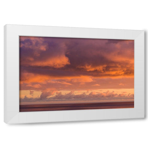 Canary Islands-Fuerteventura Island-Morro Jable-Playa de la Cebada beach-sunset sky White Modern Wood Framed Art Print by Bibikow, Walter