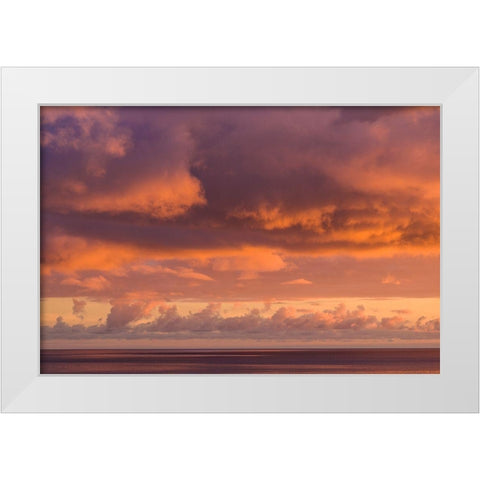 Canary Islands-Fuerteventura Island-Morro Jable-Playa de la Cebada beach-sunset sky White Modern Wood Framed Art Print by Bibikow, Walter