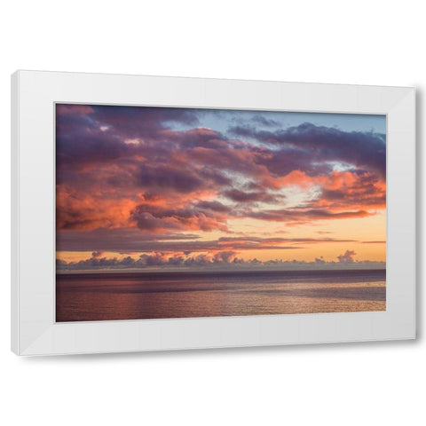 Canary Islands-Fuerteventura Island-Morro Jable-Playa de la Cebada beach-sunset sky White Modern Wood Framed Art Print by Bibikow, Walter