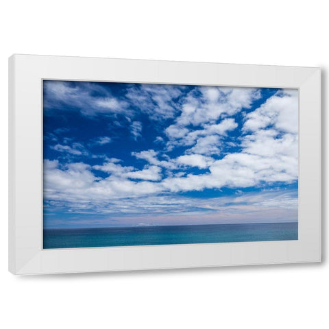 Canary Islands-Fuerteventura Island-Costa Calma-high angle view of Playa de Sotavento beach White Modern Wood Framed Art Print by Bibikow, Walter