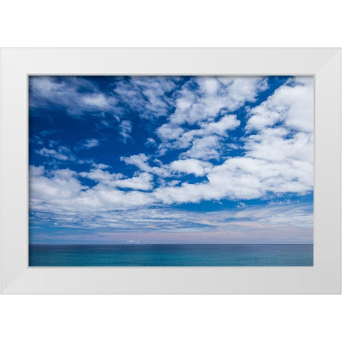 Canary Islands-Fuerteventura Island-Costa Calma-high angle view of Playa de Sotavento beach White Modern Wood Framed Art Print by Bibikow, Walter