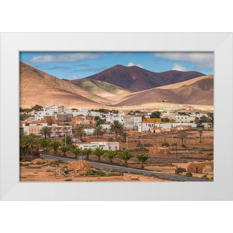 Canary Islands-Fuerteventura Island-Toto-desert village view White Modern Wood Framed Art Print by Bibikow, Walter