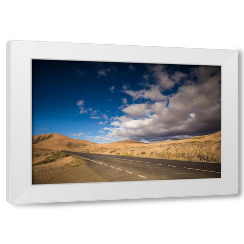 Canary Islands-Fuerteventura Island-Pajara-desert landscape along the FV-605 highway White Modern Wood Framed Art Print by Bibikow, Walter