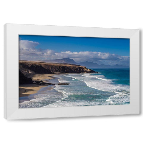 Canary Islands-Fuerteventura Island-La Pared-Playa de la Pared-prime west coast surfing beach White Modern Wood Framed Art Print by Bibikow, Walter