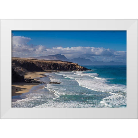 Canary Islands-Fuerteventura Island-La Pared-Playa de la Pared-prime west coast surfing beach White Modern Wood Framed Art Print by Bibikow, Walter