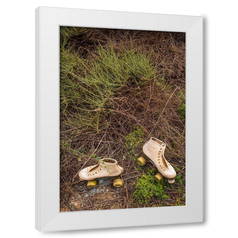 Canary Islands-Fuerteventura Island-Pajara-abandoned roller skates White Modern Wood Framed Art Print by Bibikow, Walter