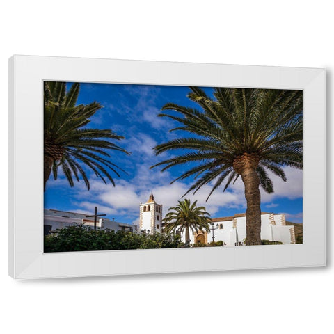 Canary Islands-Fuerteventura Island-Betancuria-Iglesia de Santa Maria church-exterior White Modern Wood Framed Art Print by Bibikow, Walter
