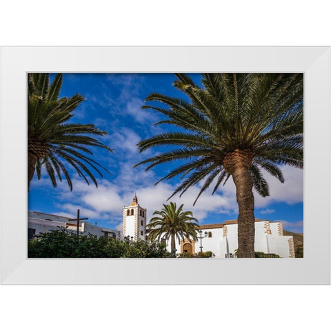 Canary Islands-Fuerteventura Island-Betancuria-Iglesia de Santa Maria church-exterior White Modern Wood Framed Art Print by Bibikow, Walter