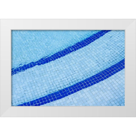 Canary Islands-Fuerteventura Island-Caleta de Fuste-beachside swimming pool White Modern Wood Framed Art Print by Bibikow, Walter