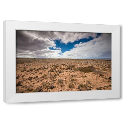Canary Islands-Fuerteventura Island-Punto de Paso Chico-west coast desert landscape White Modern Wood Framed Art Print by Bibikow, Walter