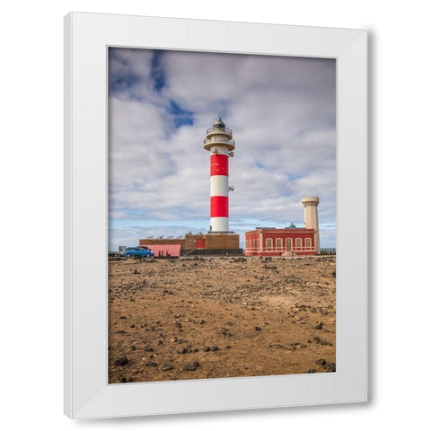 Canary Islands-Fuerteventura Island-El Cotillo-Faro de Toston lighthouse White Modern Wood Framed Art Print by Bibikow, Walter