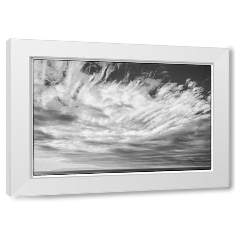 Canary Islands-La Palma Island-Puerto Naos-dramatic sky and view towards El Hierro Island White Modern Wood Framed Art Print by Bibikow, Walter