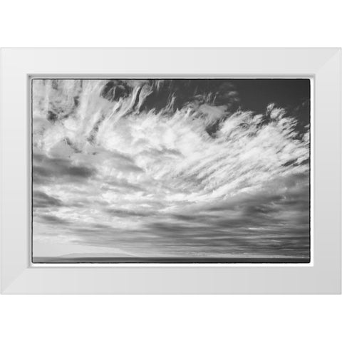 Canary Islands-La Palma Island-Puerto Naos-dramatic sky and view towards El Hierro Island White Modern Wood Framed Art Print by Bibikow, Walter