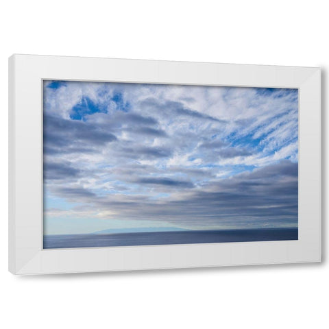Canary Islands-La Palma Island-Puerto Naos-dramatic sky and view towards El Hierro Island White Modern Wood Framed Art Print by Bibikow, Walter