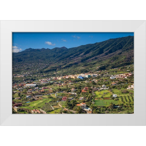 Canary Islands-La Palma Island-Santa Cruz de la Palma-elevated view Brena Alta neighborhood White Modern Wood Framed Art Print by Bibikow, Walter