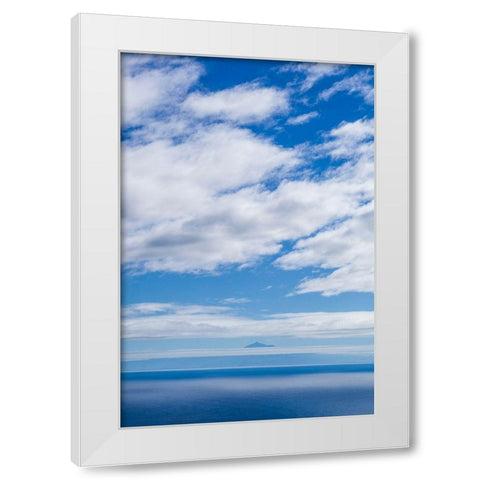 Canary Islands-La Palma Island-Villa de Mazo-view towards El Teide Mountain on Tenerife Island White Modern Wood Framed Art Print by Bibikow, Walter