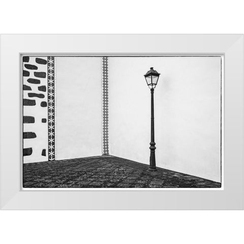 Canary Islands-La Palma Island-Puntallana-Parroquia San Juan Bautista church-wall detail White Modern Wood Framed Art Print by Bibikow, Walter