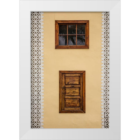 Canary Islands-La Palma Island-Puntallana-Parroquia San Juan Bautista church-wall detail White Modern Wood Framed Art Print by Bibikow, Walter
