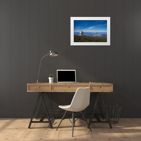 Canary Islands-Roque de los Muchachos Observatory-one of the worlds largest telescopes White Modern Wood Framed Art Print by Bibikow, Walter