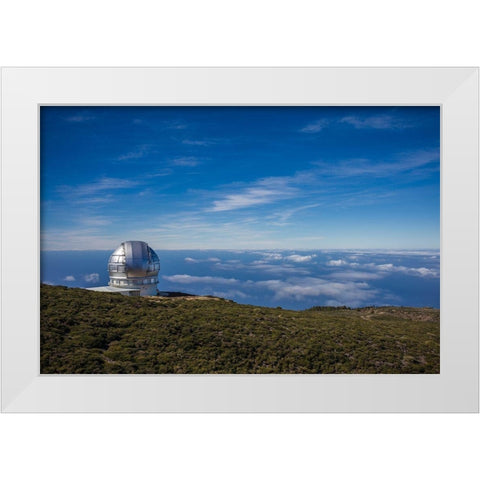 Canary Islands-Roque de los Muchachos Observatory-one of the worlds largest telescopes White Modern Wood Framed Art Print by Bibikow, Walter