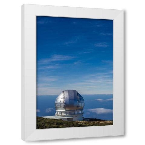 Canary Islands-Roque de los Muchachos Observatory-one of the worlds largest telescopes White Modern Wood Framed Art Print by Bibikow, Walter