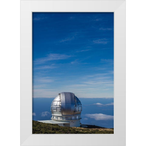 Canary Islands-Roque de los Muchachos Observatory-one of the worlds largest telescopes White Modern Wood Framed Art Print by Bibikow, Walter