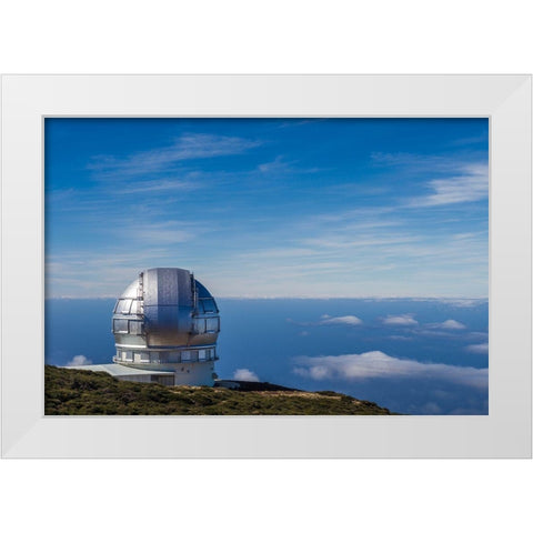 Canary Islands-Roque de los Muchachos Observatory-one of the worlds largest telescopes White Modern Wood Framed Art Print by Bibikow, Walter