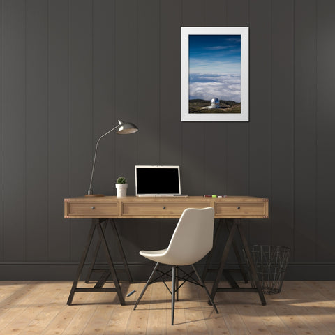 Canary Islands-Roque de los Muchachos Observatory-one of the worlds largest telescopes White Modern Wood Framed Art Print by Bibikow, Walter