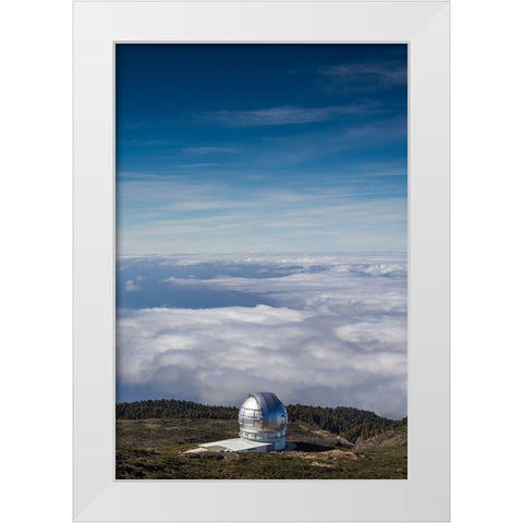 Canary Islands-Roque de los Muchachos Observatory-one of the worlds largest telescopes White Modern Wood Framed Art Print by Bibikow, Walter