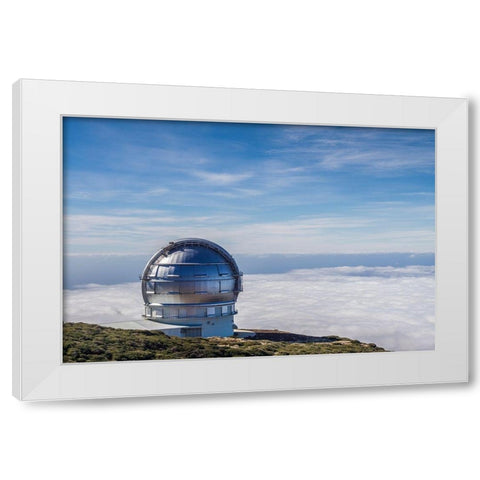 Canary Islands-Roque de los Muchachos Observatory-one of the worlds largest telescopes White Modern Wood Framed Art Print by Bibikow, Walter