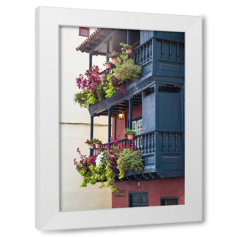 Canary Islands-La Palma Island-Santa Cruz de la Palma-traditional Canarian house balconies White Modern Wood Framed Art Print by Bibikow, Walter