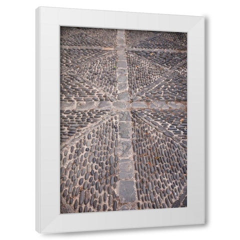 Canary Islands-La Palma Island-Santa Cruz de la Palma-street stonework detail White Modern Wood Framed Art Print by Bibikow, Walter